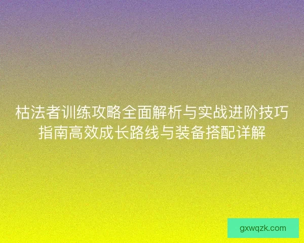 枯法者训练攻略全面解析与实战进阶技巧指南高效成长路线与装备搭配详解