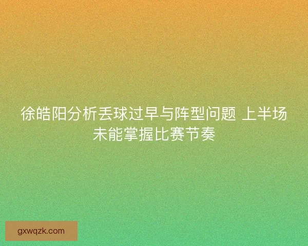 徐皓阳分析丢球过早与阵型问题 上半场未能掌握比赛节奏